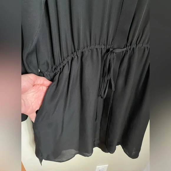 NILI LOTAN Henley Button Down Silk Dress Black Size Medium Luxury Minimalist - Picture 11 of 15